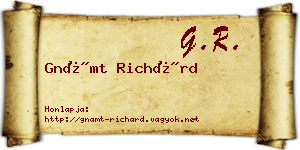 Gnámt Richárd névjegykártya